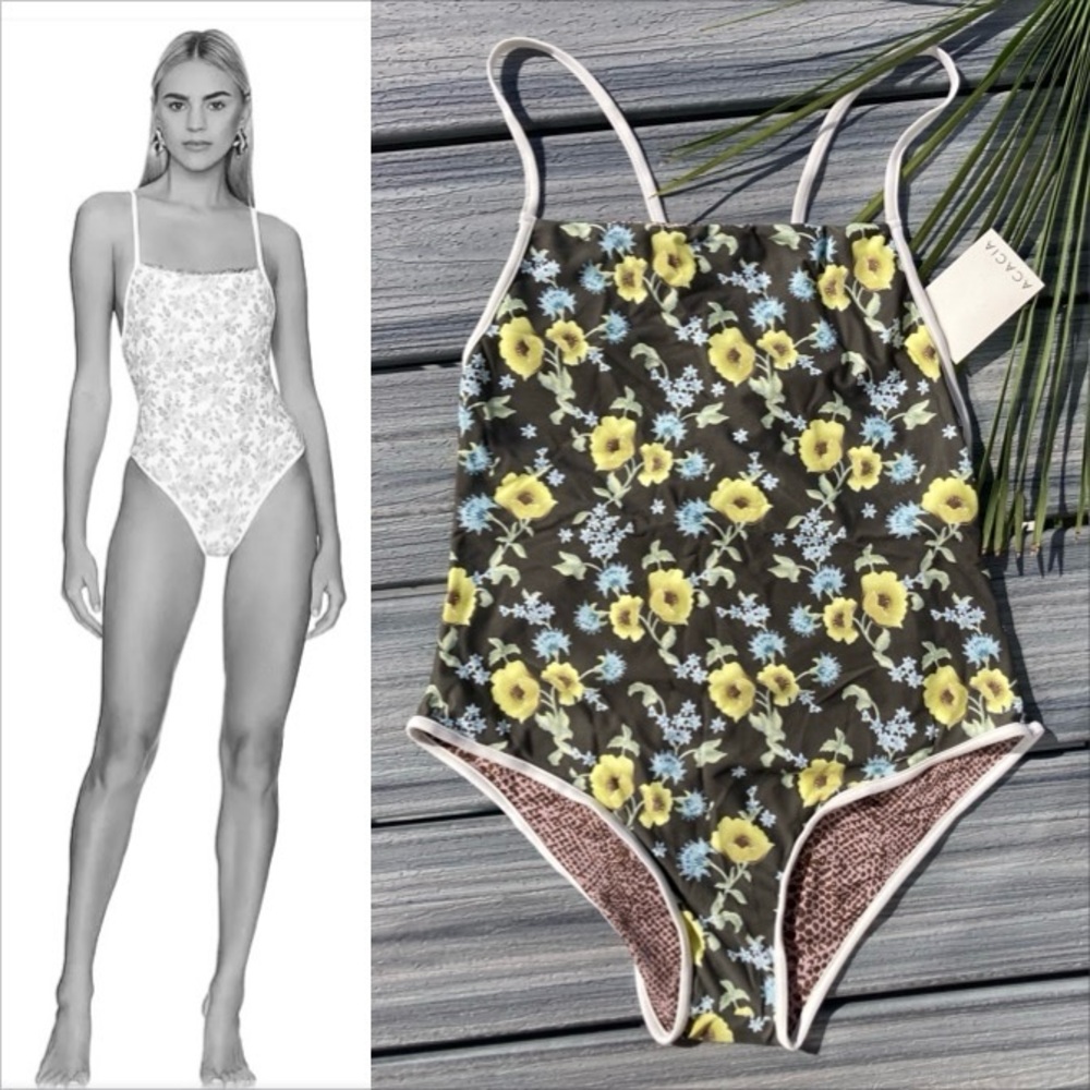 ACACIA - Piped Peyton Full Piece Swimsuit in Citrine - XL - Picture 14 of 16